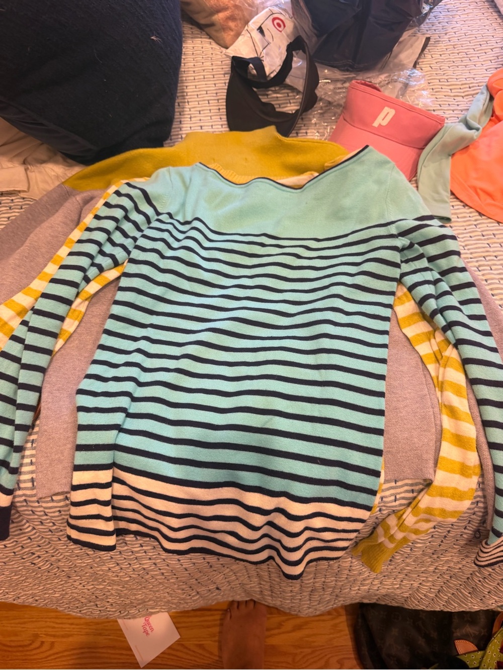 Lily Pulitzer Striped Mint and Navy Lightweight Sweater